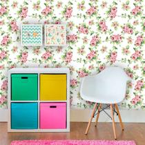 Papel de Parede Floral com Rosas e Fundo Branco 250 Papel de Parede Floral com Rosas e Fundo Branco 250