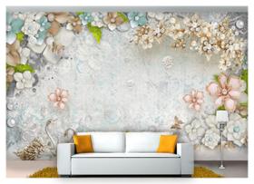 Papel De Parede Floral Flores Textura Sala 3D 3M² Xfl202