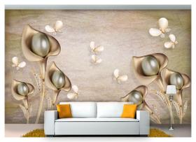 Papel De Parede Floral Flores Textura Sala 3D 3M² Xfl205 - Você Decora