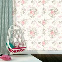 Papel de Parede Floral Mariah com Rosas e Borboletas