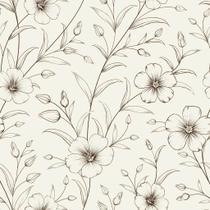 Papel De Parede Floral Minimalista Marrom E Bege -2,50 x 0,50m Papel De Parede Floral Minimalista Marrom E Bege -2,50 x 0,50m