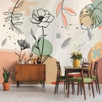 Papel de Parede Floral Orgânico Boho Sala Cozinha Quarto 9m²