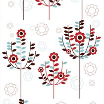 Papel de Parede Floral Oriental Vermelho e Azul