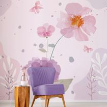 Papel de Parede Floral Tons Rosa Aquarela Boho Botânico 6m²