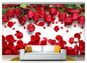 Papel De Parede Flores Rosas Romântico 3D Nfl142