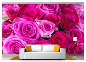 Papel De Parede Flores Rosas Romântico 3D Nfl205 - Você Decora