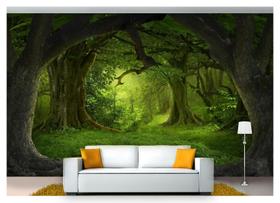 Papel De Parede Floresta Natureza Árvores 3D 3M² Xna188