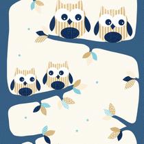 Papel de Parede Fofura Baby Corujas Azul e Bege FF4044
