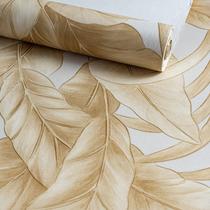 Papel de Parede Folhas Creme Branco Texturizado Importado - Decoratto