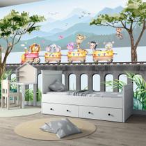 Papel de Parede Foto Mural Adesivo Infantil Tema Trenzinho Safari Autocolante 300x450cm Papel de Parede Foto Mural Adesivo Infantil Tema Trenzinho Safari Autocolante 300x450cm