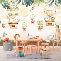 Papel de Parede Foto Mural Adesivo Safari Baby Aquarela com Balões Autocolante 250x350cm Papel de Parede Foto Mural Adesivo Safari Baby Aquarela com Balões Autocolante 250x350cm