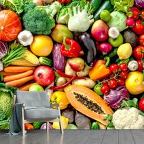Papel de Parede Frutas Legumes Saúde Cozinha Sala Painel - 155pcp