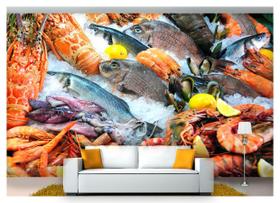 Papel De Parede Frutos Do Mar Camarão 3D Al197