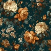 Papel de parede Fvlow Glowing Floral Vintage Verde escuro 44,5 cm x 300 cm