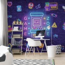 Papel de Parede Gamer Neon Painel 3D Video Game 6 rolos 9m² Papel de Parede Gamer Neon Painel 3D Video Game 6 rolos 9m²