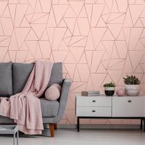Papel de Parede Geométric Soft Pink com Rose Gold 270