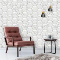 Papel de Parede Geométrico 3D Hexagonal Mármore 270 Papel de Parede Geométrico 3D Hexagonal Mármore 270