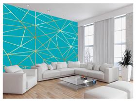 Papel De Parede Geométrico Azul Turquesa Risco 3,5M Gmt10 Papel De Parede Geométrico Azul Turquesa Risco 3,5M Gmt10