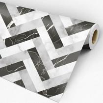 Papel De Parede Geométrico Mármore Em Três Tons 2,50m
