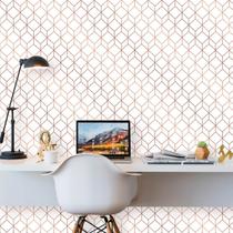 Papel de Parede Geométrico Stylish White Rose Gold 270