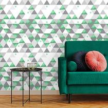 Papel De Parede GeométricoTriângulos Mint Green