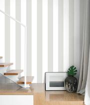Papel de parede Guvana listrado cinza e branco 45cm x 5m Papel de parede Guvana listrado cinza e branco 45cm x 5m