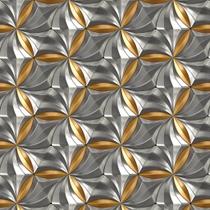 Papel De Parede Hexagonal 3d Cinza E Ouro - 2,5x0,5m