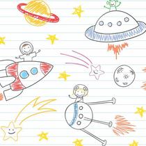 Papel De Parede Infantil Adesivo Espaço Astronauta Céu N4140