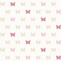 Papel de Parede Infantil borboletas branco com rosa Fofura Baby FF4055