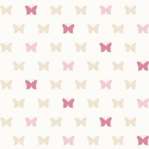 Papel de Parede Infantil borboletas branco com rosa Fofura Baby FF4055