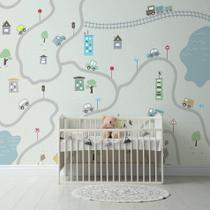 Papel de Parede Infantil Carrinhos na Rua Painel 9m²