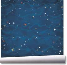 Papel de parede infantil céu estrelas noite colorido A205