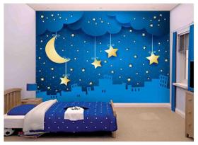 Papel De Parede Infantil Céu Estrelas Noite s99