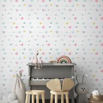Papel de Parede Infantil Corações Coloridos Adesivo Lavável