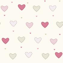 Papel de Parede Infantil corações rosa Fofura Baby FF4057.