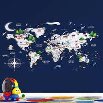 Papel De Parede Infantil De Mapa Mundi Azul Com Branco Papel De Parede Infantil De Mapa Mundi Azul Com Branco
