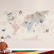Papel De Parede Infantil De Mapa Mundi Em Tons Pasteis Papel De Parede Infantil De Mapa Mundi Em Tons Pasteis