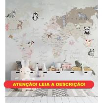 Papel De Parede Infantil De Mapa Mundi Em Tons Pasteis