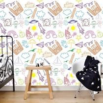 Papel de Parede Infantil Desenhos Coloridos Divertidos