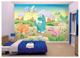 Papel De Parede Infantil Dinossauros Kids 3D Azs59