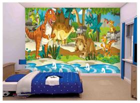 Papel De Parede Infantil Dinossauros Kids 3D Azs89