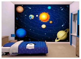 Papel De Parede Infantil Espaço Sistema Solar Azs68