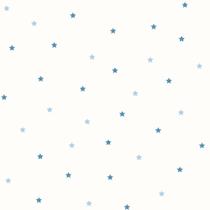 Papel de Parede Infantil estrelas branco com azul Fofura Baby FF4047.