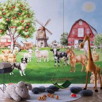 Papel de Parede Infantil Fazenda Encantada Animais e Vida no Campo