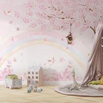 Papel de Parede infantil Jardim encantado Arvore e Arcoíris