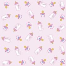 Papel de Parede Infantil Mamadeira Rolo Decorativo Rosa para Quarto de Bebê Casa H