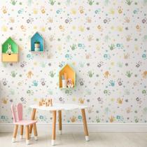 Papel de Parede Infantil Mãozinhas de Tinta Cores Neutras