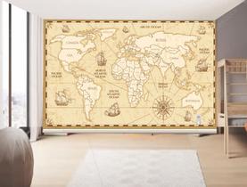 Papel de Parede Infantil Mapa MUndi (folha med. 90x300 cm)