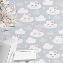 Papel De Parede Infantil Nuvens e Tons de Cinza Quarto Bebê