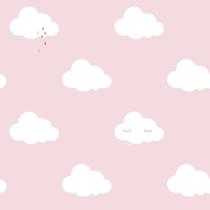 Papel de parede Infantil Nuvens Rosa e Branco Fofura Baby FF4014
